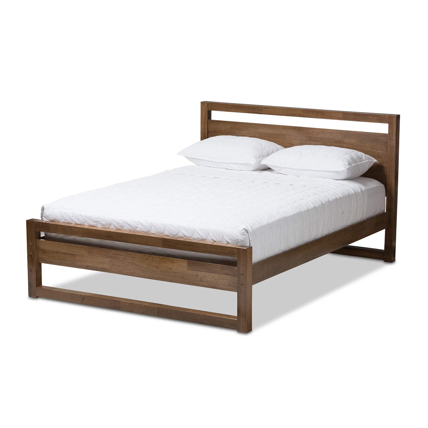 Baxton Studio Torino King Platform Bed in Walnut Wood – Stylish Modern Design for Your Bedroom